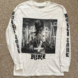 Justin Bieber Purpose world tour, long sleeve T-shirt lightly worn
